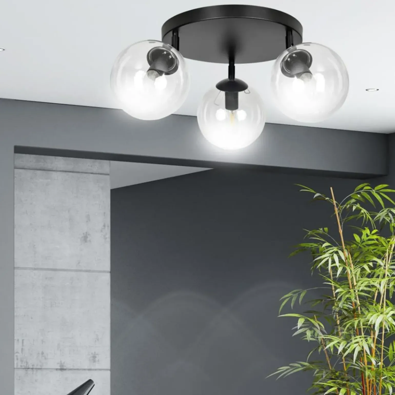 Store Lampa sufitowa z przezroczystymi kloszami 776/3APREM | Kaja Żyrandole Nowoczesne