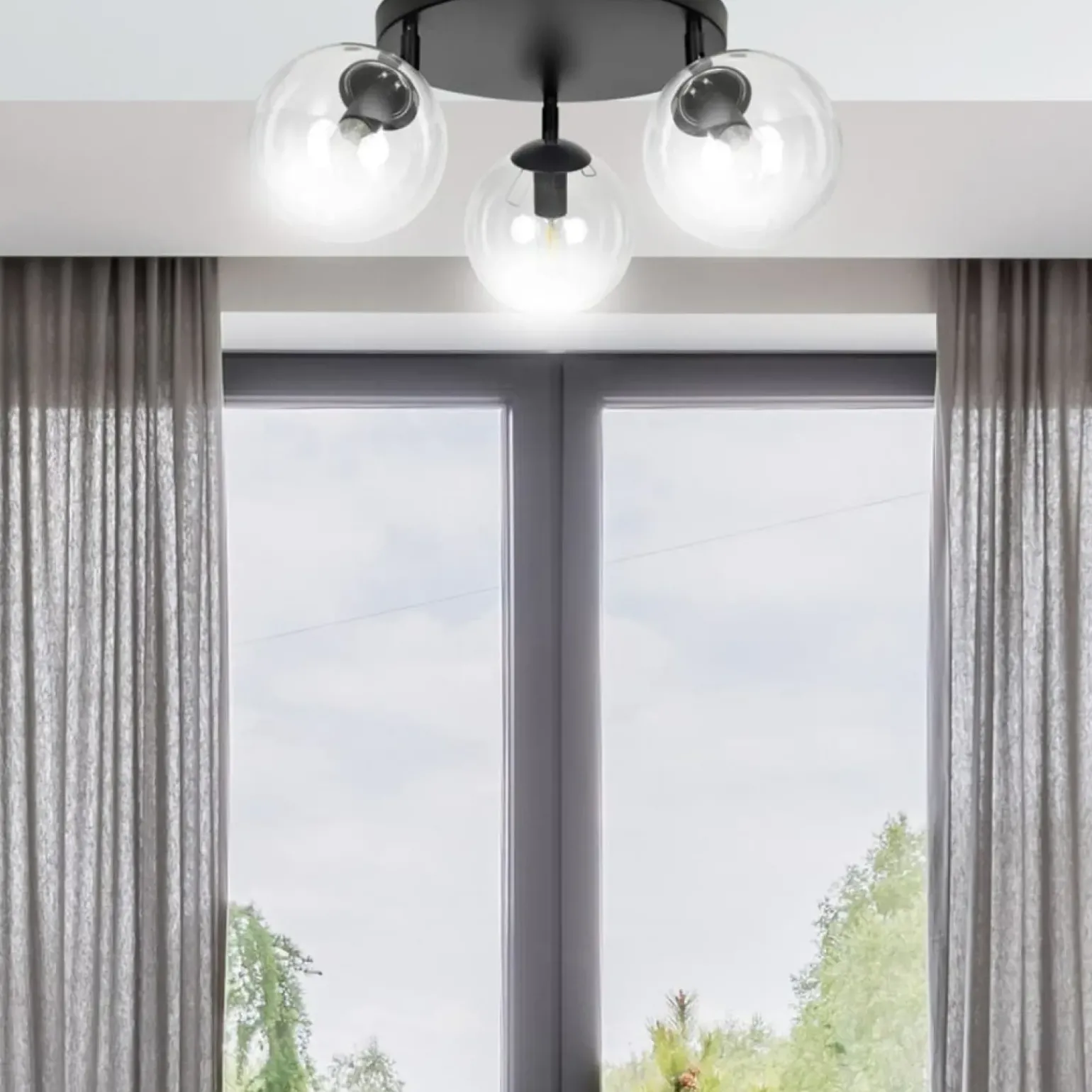 Store Lampa sufitowa z przezroczystymi kloszami 776/3APREM | Kaja Żyrandole Nowoczesne