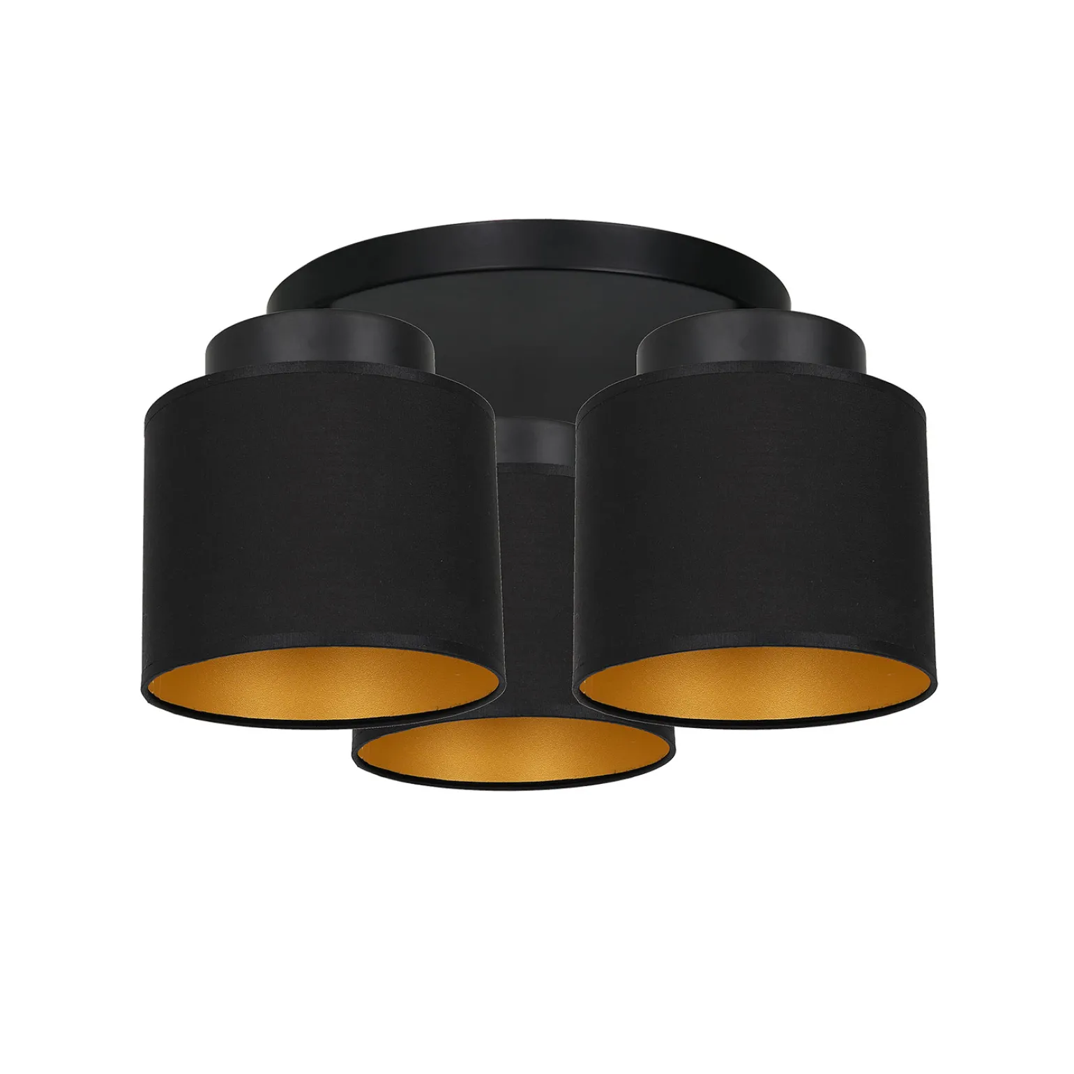 Sklep Kaja Lampa sufitowa z trzema czarno-złotymi abażurami LX 3179 z serii FRODI