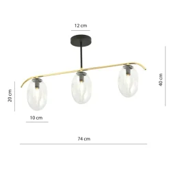 Store Lampa sufitowa z trzema przezroczystymi kloszami 1279/3 z serii FINES Żyrandole Nowoczesne