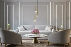 Store Lampa wisząca - złote tuby na okrągłej podstawie 7855 | Kaja Żyrandole Nowoczesne