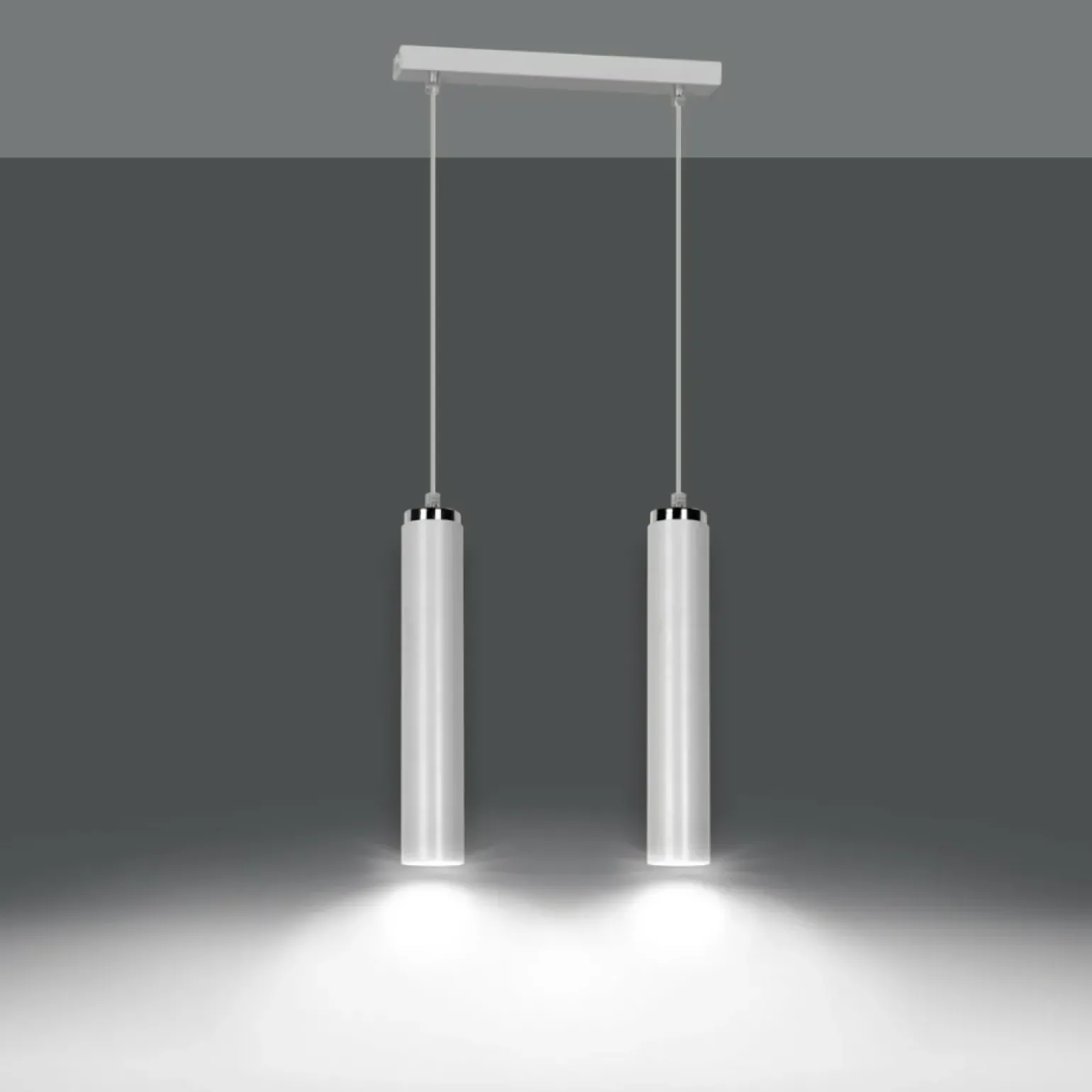 Hot Lampa wisząca biała z chromowanymi elementami 955/2 | Kaja Oświetlenie Żyrandole Nowoczesne