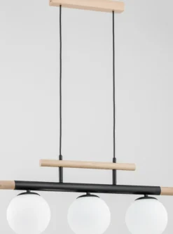 Store Lampa wisząca łącząca drewno z czernią AL 63087 | Kaja Żyrandole Nowoczesne