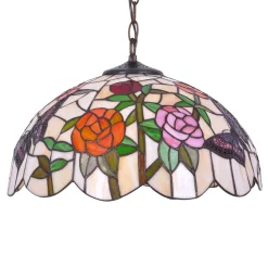 Sklep Kaja Lampa wisząca, dekoracyjny witraż z różyczkami K-P16835 z serii ROSE