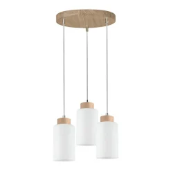 Fashion Lampa wisząca drewniana tarcza z białymi zwisami 1720574 BOSCO | Kaja Żyrandole Nowoczesne