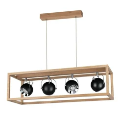 Outlet Lampa wisząca drewniany box z reflektorami 61640474 ROY | Kaja Żyrandole Nowoczesne