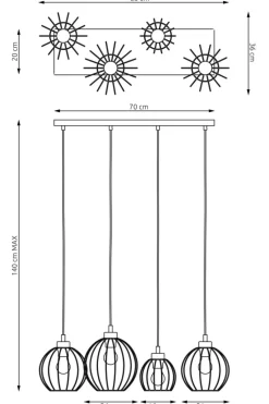 Best Sale Lampa wisząca idealna do nowoczesnej kuchni 1369/4 z serii NANDO Żyrandole Nowoczesne