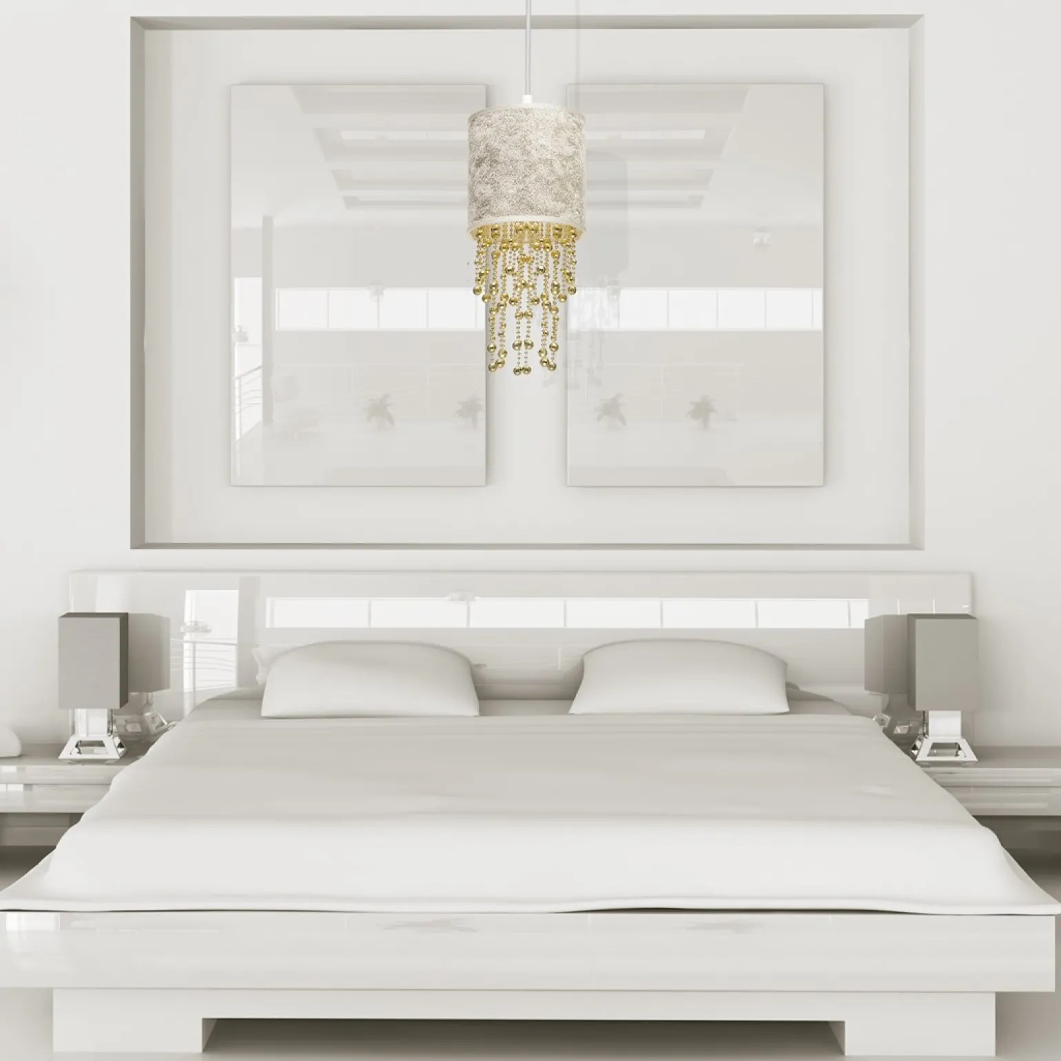 Sklep Kaja Lampa wisząca, kolor bieli i złota, do salonu MLP6444 z serii ALMERIA | Kaja Ośw