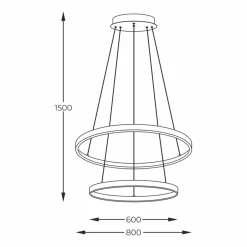Clearance Lampa wisząca LED, dwa okręgi na zwisach 2023200-BK BRENO | Kaja Żyrandole Nowoczesne