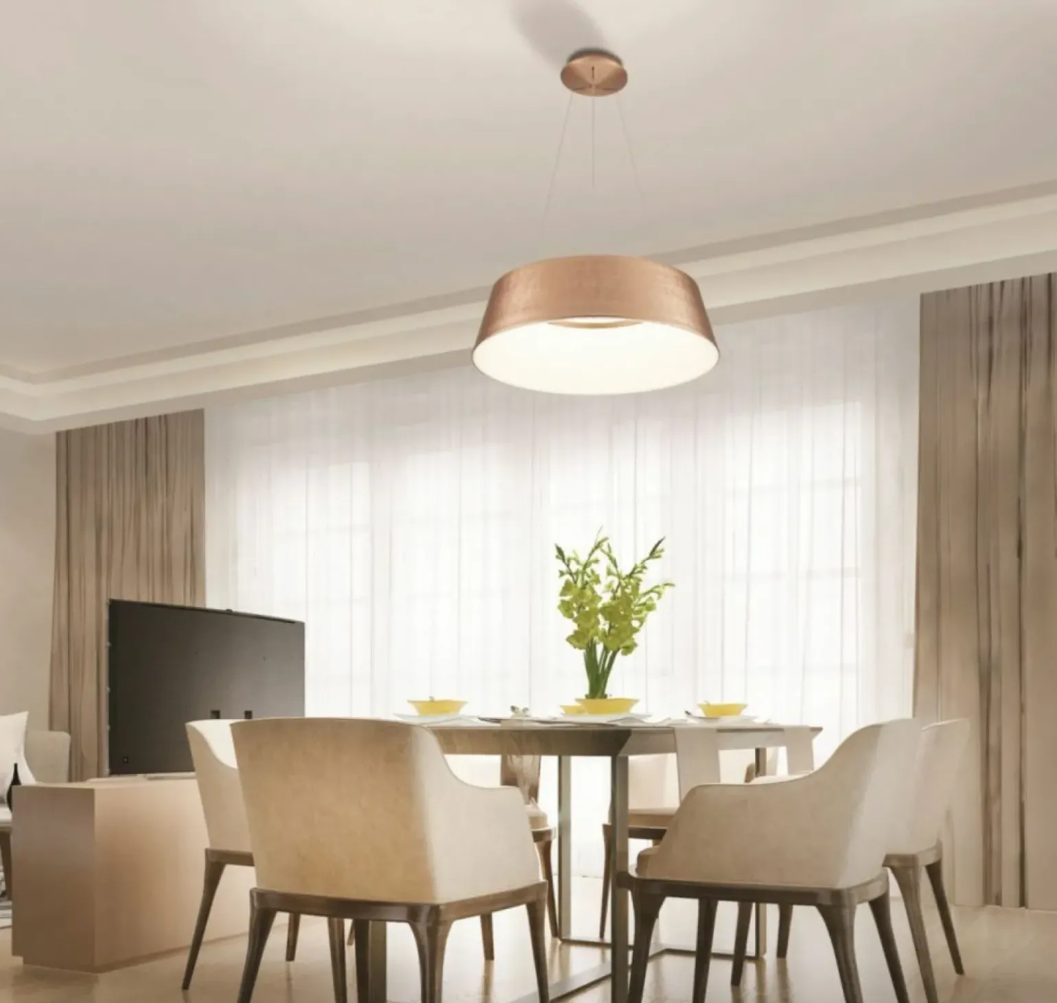 Shop Lampa wisząca LED w kolorze szczotkowanego złota AZ5095 EMMA | Kaja Żyrandole Nowoczesne