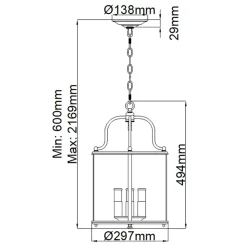 Sklep Kaja Lampa wisząca mocowana do sufitu HK-GENTRY-P-M-PN z serii GENTRY