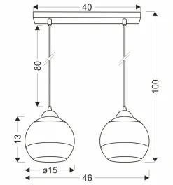 Best Sale Lampa wisząca na czarnej listwie, dwa klosze 32-21229 z serii CONTESSA | Kaja Oś Żyrandole Nowoczesne