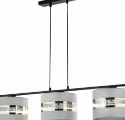 Best Lampa wisząca na listwie, szare abażury SIG 32155 z serii SARA | Kaja Żyrandole Nowoczesne