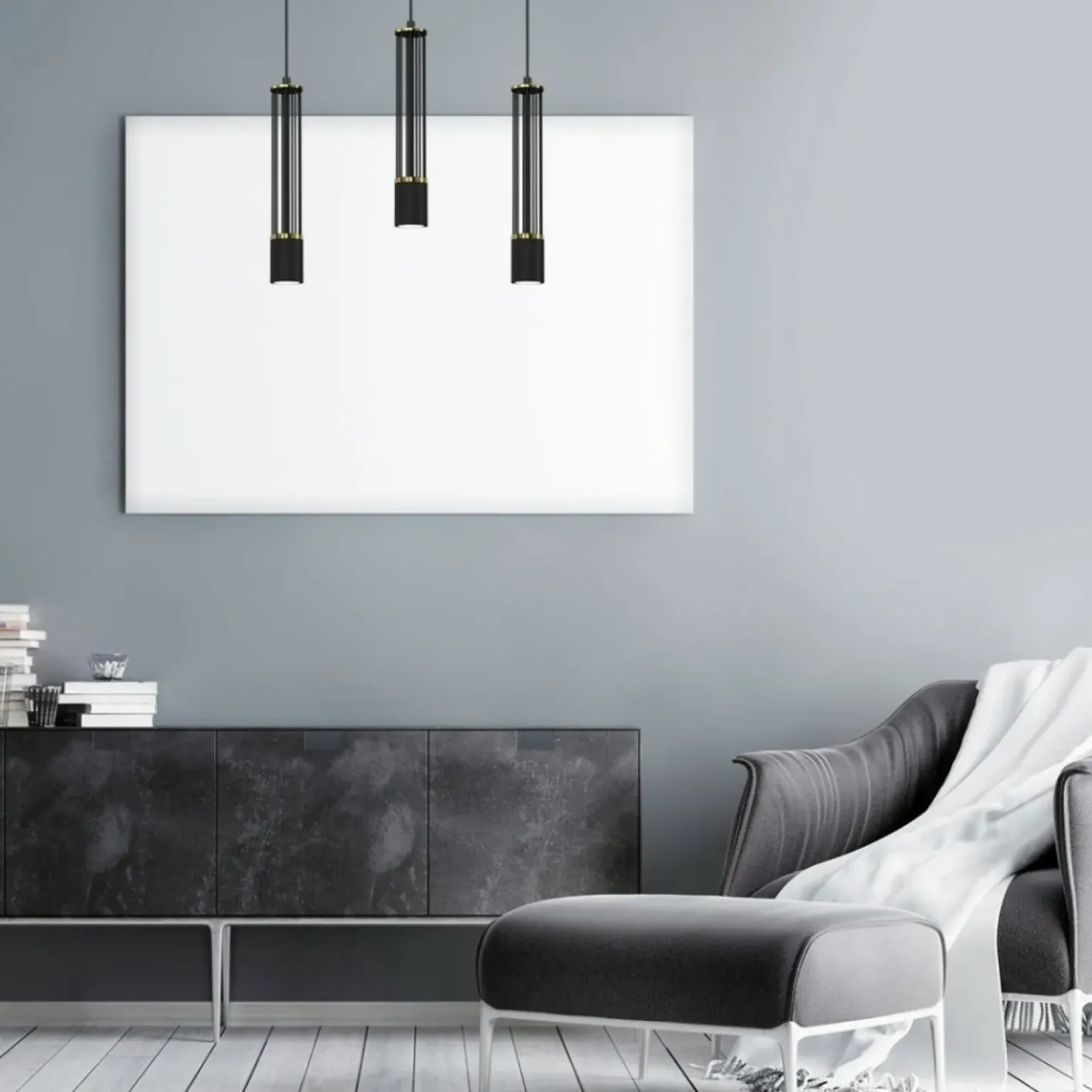 Cheap Lampa wisząca na listwie, trzy długie tuby MLP8410 z serii ESTILO | Kaja Oświetl Żyrandole Nowoczesne