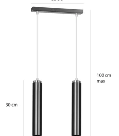 New Lampa wisząca na listwie w czarnym kolorze 956/2 | Kaja Oświetlenie Żyrandole Nowoczesne