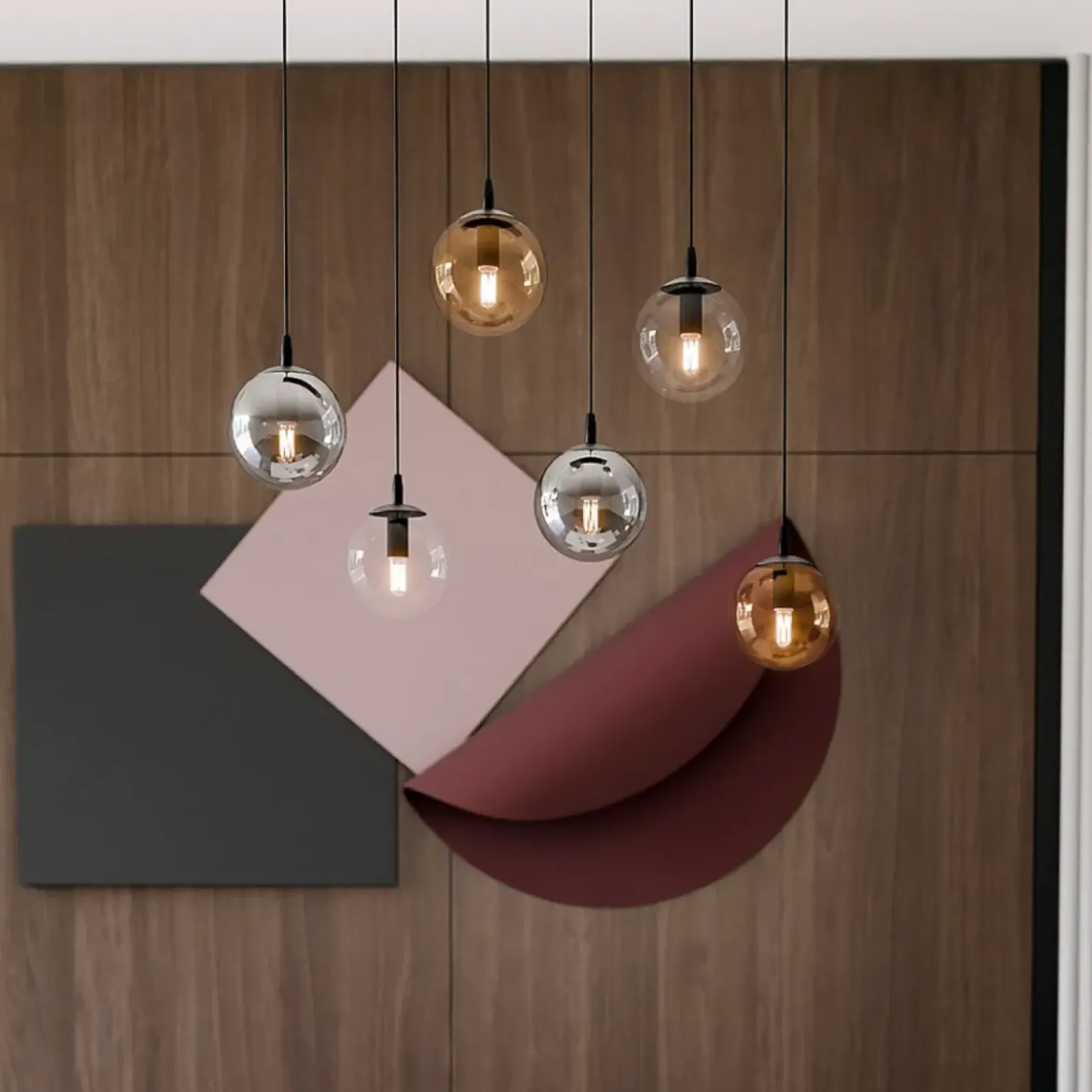 Flash Sale Lampa wisząca na listwie z kolorowymi kloszami 714/6M1 | Kaja Żyrandole Nowoczesne