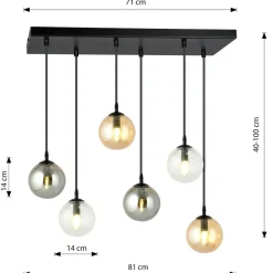 Flash Sale Lampa wisząca na listwie z kolorowymi kloszami 714/6M1 | Kaja Żyrandole Nowoczesne