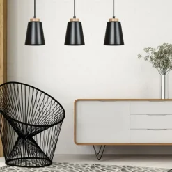 Cheap Lampa wisząca na listwie z drewnianymi detalami 442/3 | Kaja Żyrandole Nowoczesne