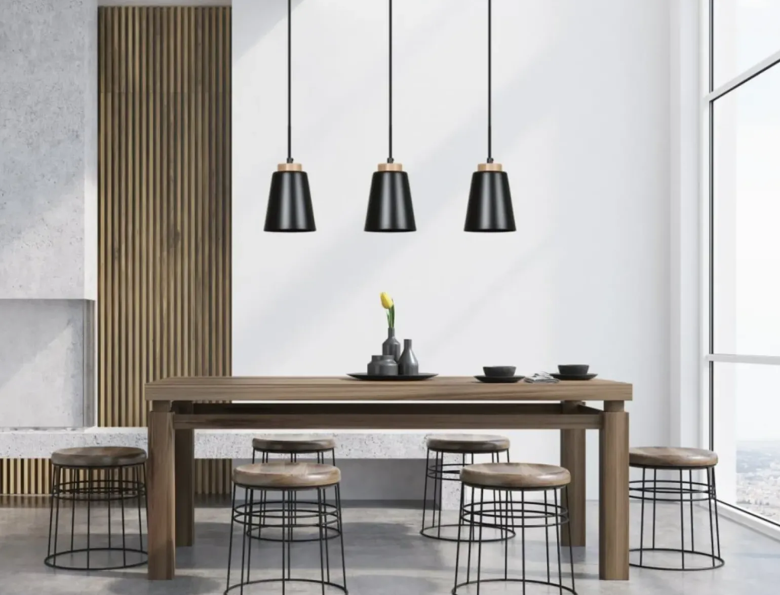 Cheap Lampa wisząca na listwie z drewnianymi detalami 442/3 | Kaja Żyrandole Nowoczesne