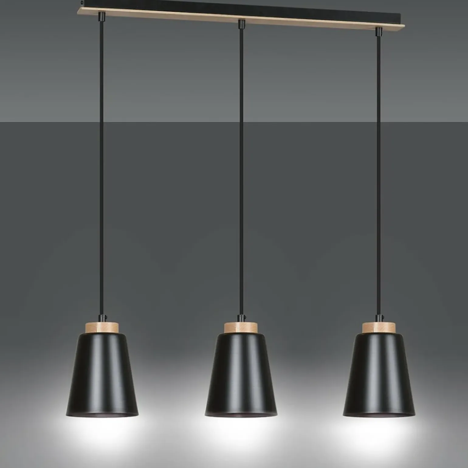 Cheap Lampa wisząca na listwie z drewnianymi detalami 442/3 | Kaja Żyrandole Nowoczesne