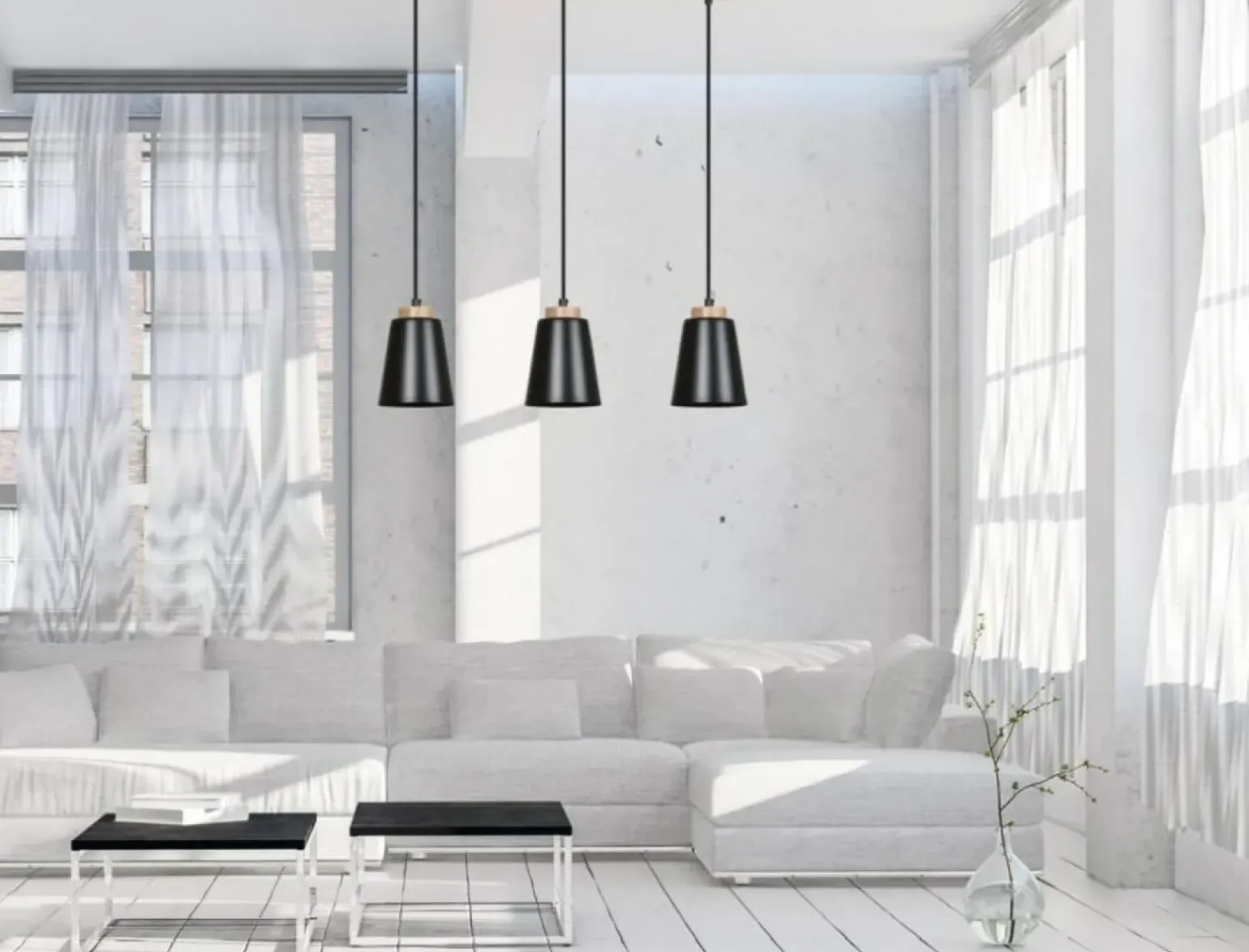 Cheap Lampa wisząca na listwie z drewnianymi detalami 442/3 | Kaja Żyrandole Nowoczesne