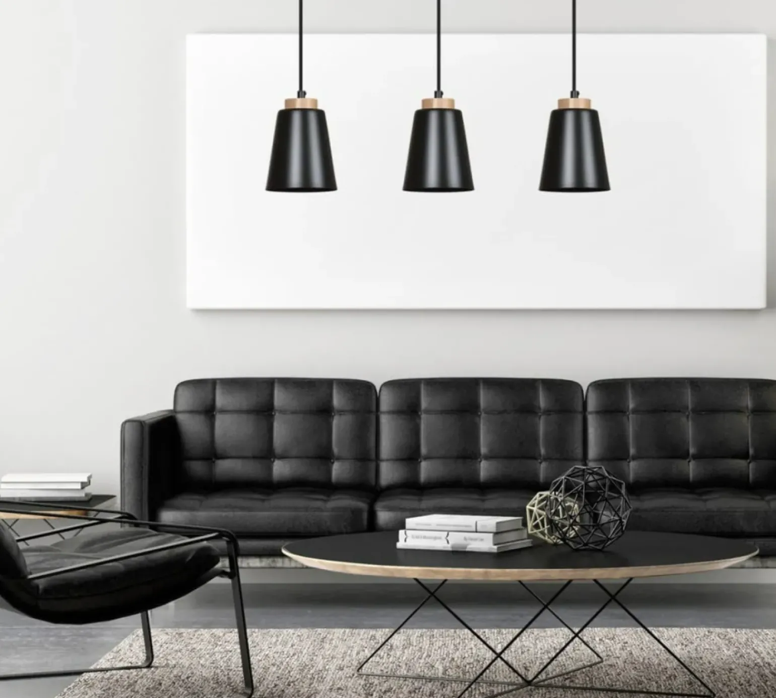 Cheap Lampa wisząca na listwie z drewnianymi detalami 442/3 | Kaja Żyrandole Nowoczesne