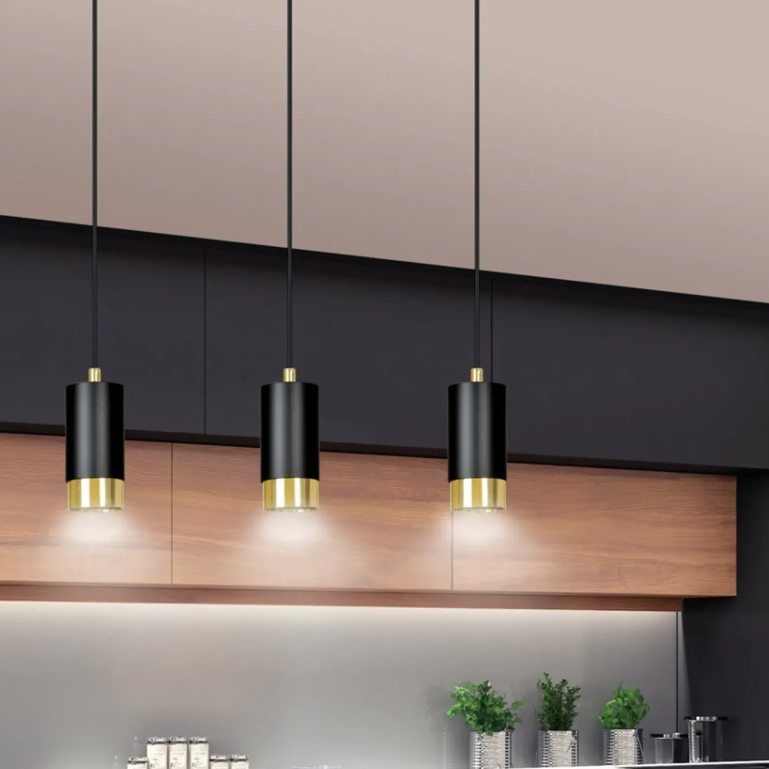 Best Lampa wisząca na listwie z delikatnymi spotami 817/3 | Kaja Żyrandole Nowoczesne