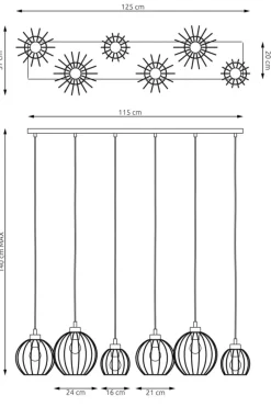 Best Sale Lampa wisząca na podłużnej podstawie, 6xE27 1368/6 z serii NANDO Żyrandole Nowoczesne