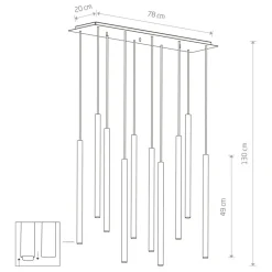 New Lampa wisząca na prostokątnej podsufitce - tuby 8924 | Kaja Żyrandole Nowoczesne