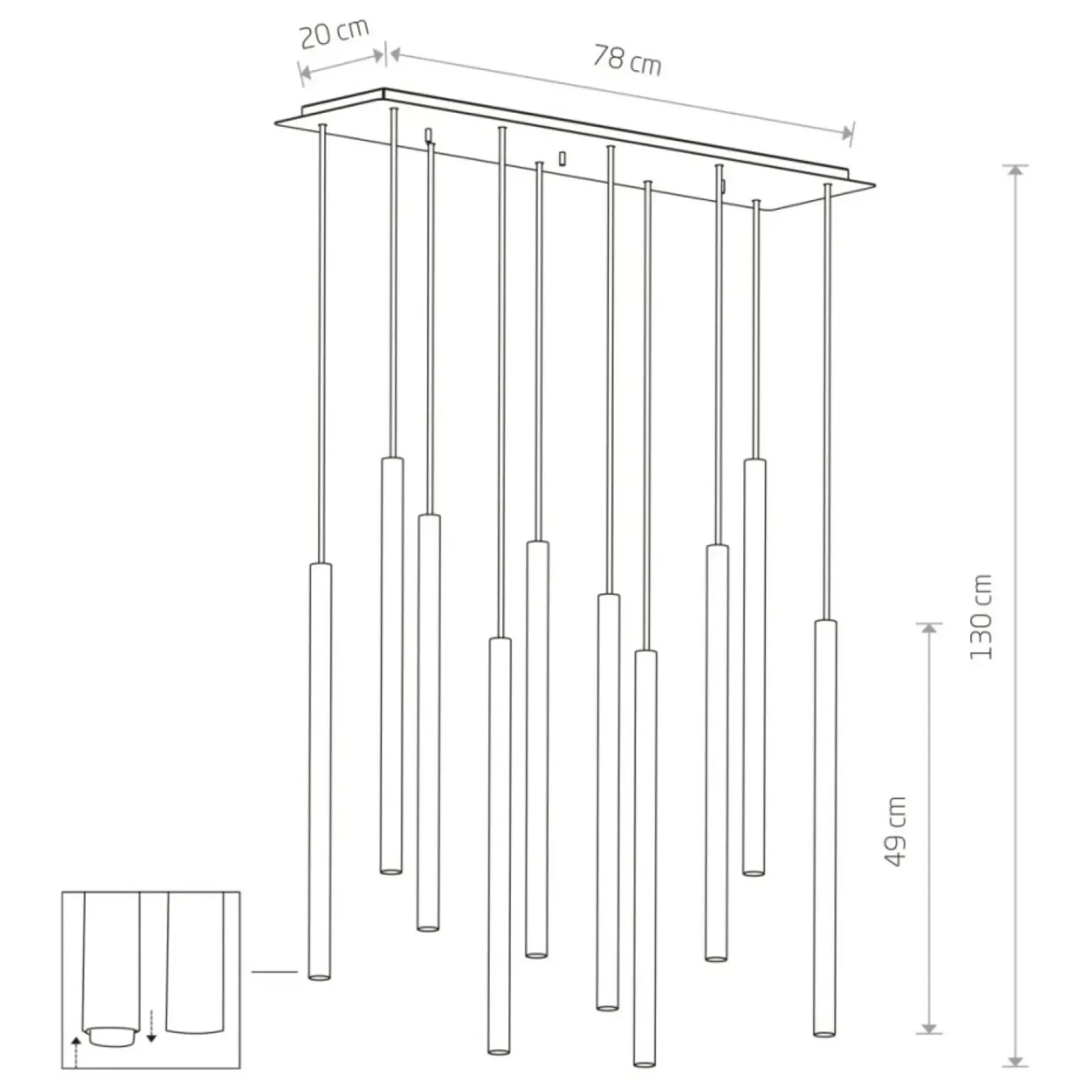 New Lampa wisząca na prostokątnej podsufitce - tuby 8924 | Kaja Żyrandole Nowoczesne