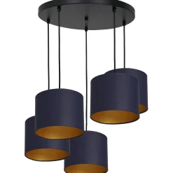 Sklep Kaja Lampa wisząca, pięć granatowych abażurów LX 3571 z serii ARDEN | Kaja