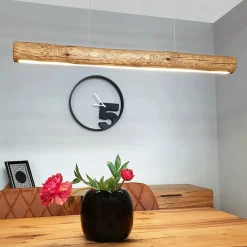 Best Sale Lampa wisząca szeroka drewniana LED 115cm 69680104 LUCAS | Kaja Żyrandole Nowoczesne