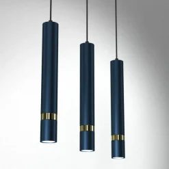 Cheap Lampa wisząca, trzy, niebieskie podłużne tuby MLP7726 z serii JOKER | Kaja Oświe Żyrandole Nowoczesne