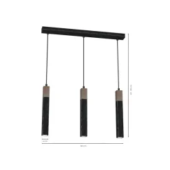 Best Lampa wisząca, trzy tuby na listwie MLP7470 z serii SOLO SAWN | Kaja Oświetlenie Żyrandole Nowoczesne