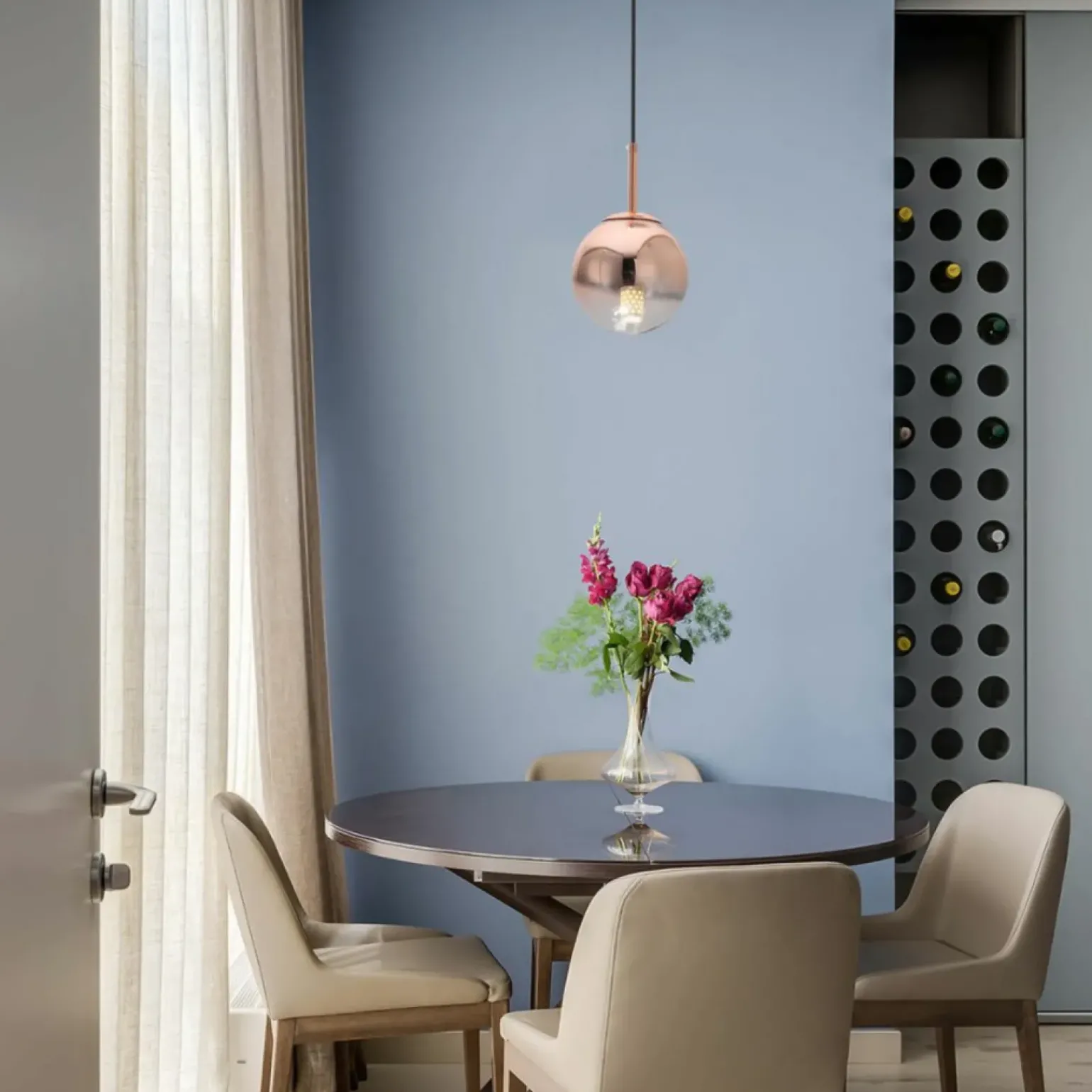 Store Lampa wisząca w kolorze różowego złota LP-2844/1P S MI z serii PALLA Żyrandole Nowoczesne