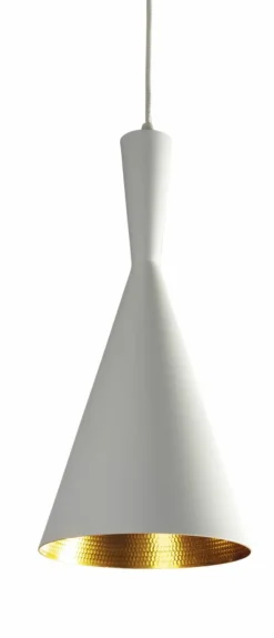 Best Lampa wisząca w kształcie stożka, biało-złoty zwis AZ1340 VITA | Kaja Żyrandole Nowoczesne