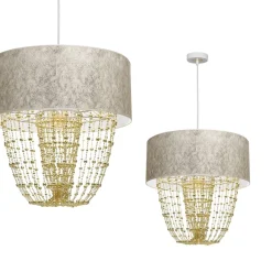Sklep Kaja Lampa wisząca w stylu glamour, biało-złota MLP6447 z serii ALMERIA | Kaja Oświet