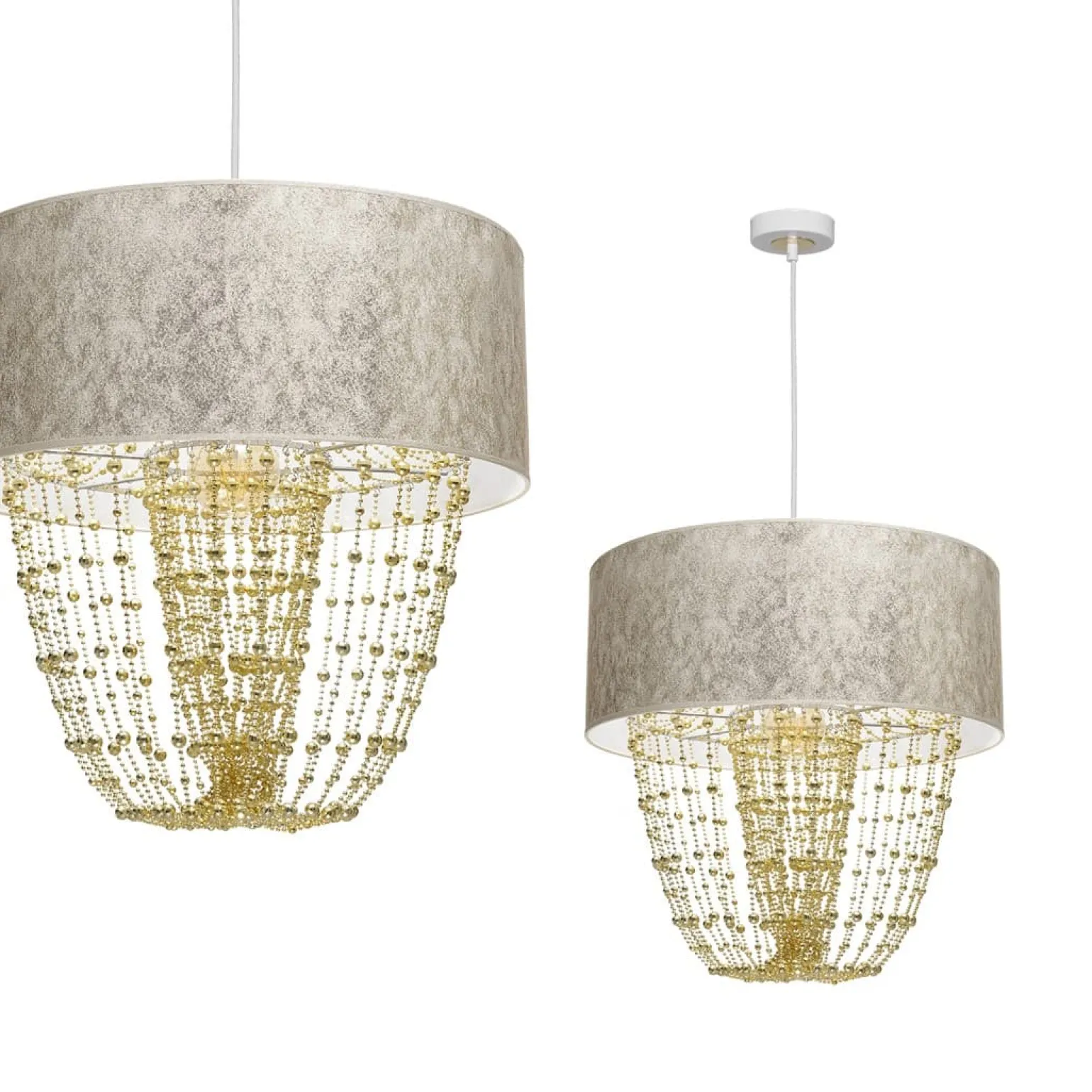 Sklep Kaja Lampa wisząca w stylu glamour, biało-złota MLP6447 z serii ALMERIA | Kaja Oświet