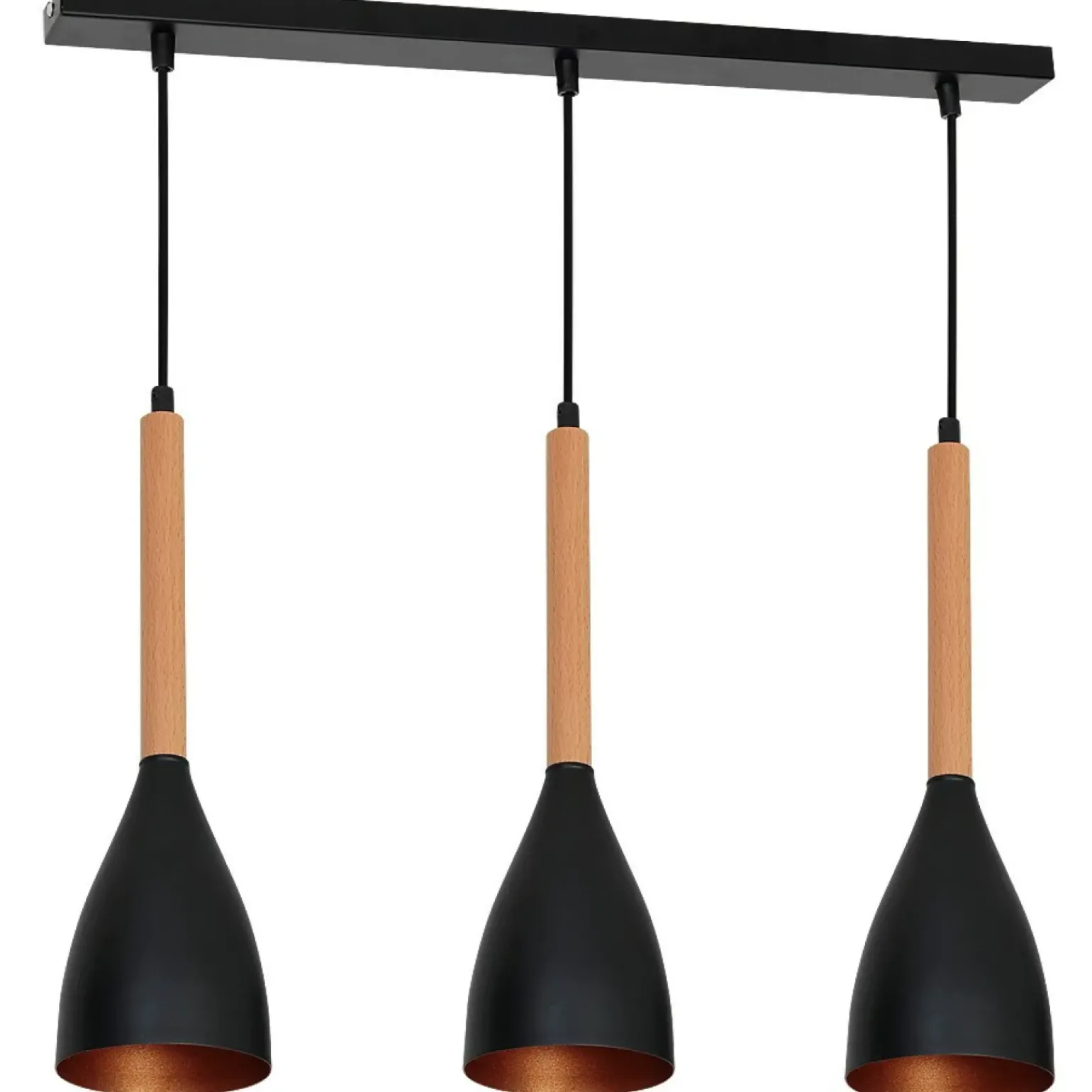 Clearance Lampa wisząca, wąskie, czarno-złote klosze LX 9114 z serii MUZA | Kaja Żyrandole Nowoczesne