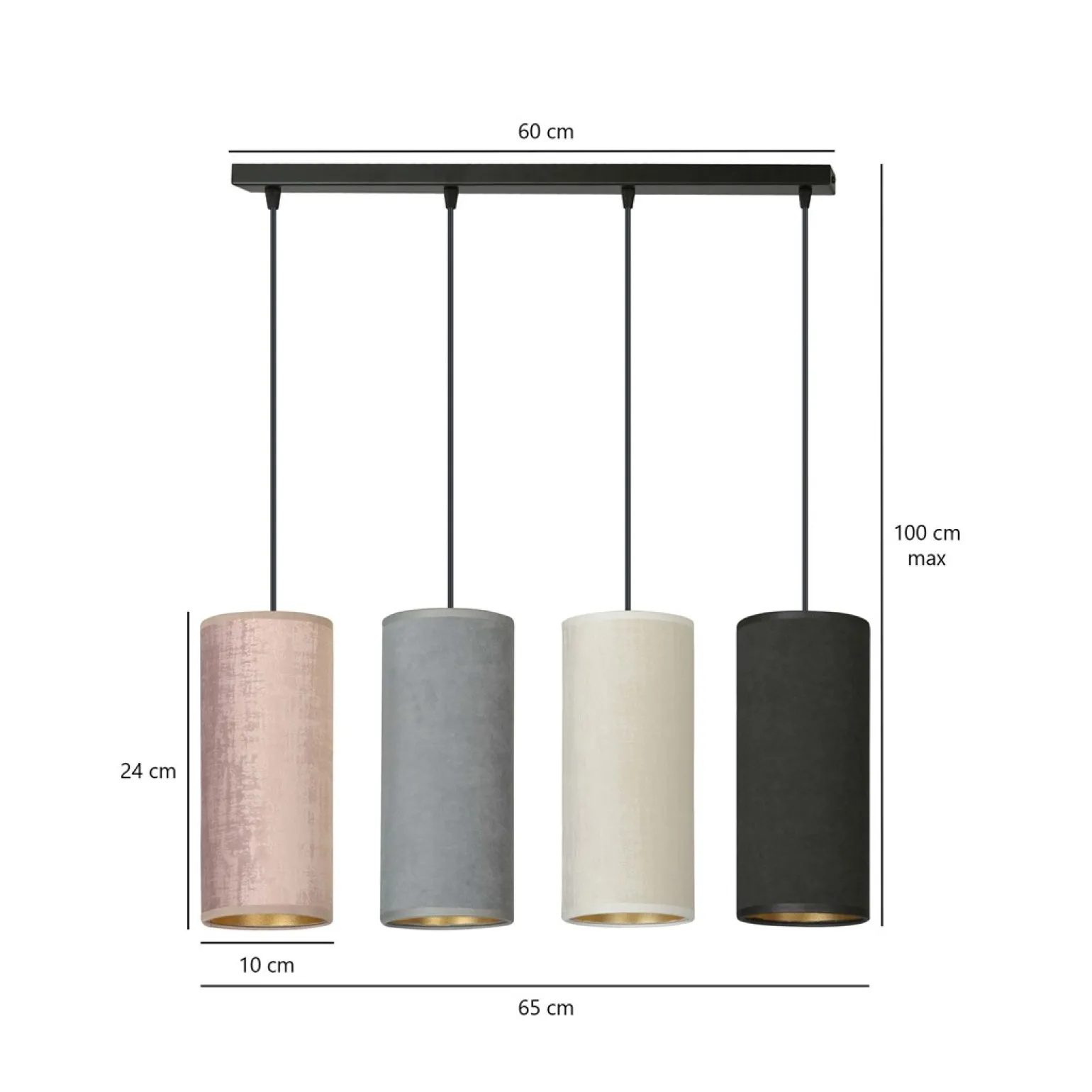 Sklep Kaja Lampa wisząca z abażurami w różnych kolorach 1068/4 BENTE | Kaja