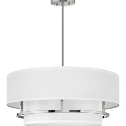 Discount Lampa wisząca z abażurem, srebrna HK-GRAHAM-L-PN z serii GRAHAM Żyrandole Nowoczesne