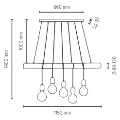 Clearance Lampa wisząca z betonowymi oprawkami 69499504 TRABO CONCRETE | Kaja Żyrandole Nowoczesne