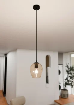 Best Lampa wisząca z bursztynowym kloszem 677/1 ISTAR | Kaja Oświetlenie Żyrandole Nowoczesne