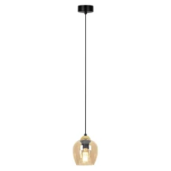 Best Lampa wisząca z bursztynowym kloszem K-5605 z serii TULA Żyrandole Nowoczesne