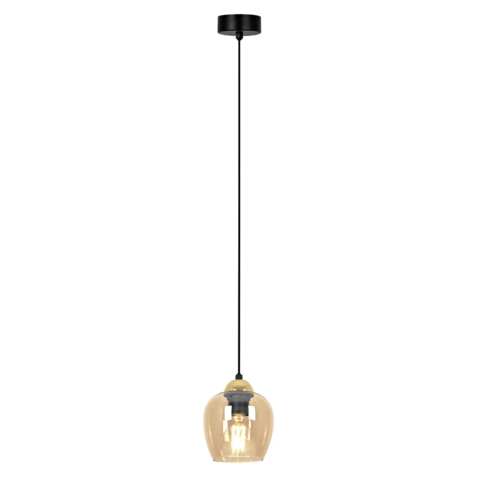 Best Lampa wisząca z bursztynowym kloszem K-5605 z serii TULA Żyrandole Nowoczesne
