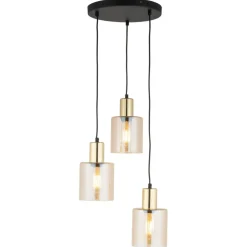 New Lampa wisząca z bursztynowymi kloszami TK 6667 z serii SIERRA GOLD Żyrandole Nowoczesne