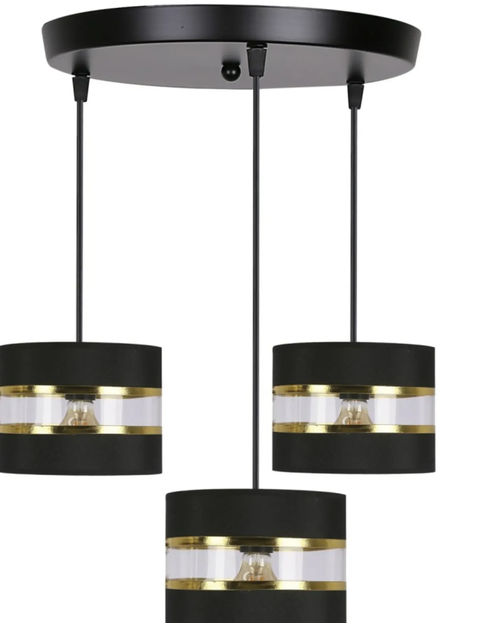 Store Lampa wisząca z czarno-złotymi abażurami 33-37602 PANDY | Kaja Żyrandole Nowoczesne