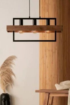 Store Lampa wisząca z dodatkiem drewna, nad stół SIG 32217 z serii ROBIN Żyrandole Nowoczesne