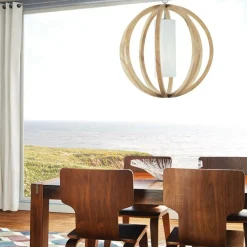 Flash Sale Lampa wisząca z drewnem, boho FE-ALLIER-P-L-LW z serii ALLIER Żyrandole Nowoczesne