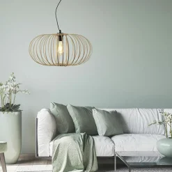 Best Sale Lampa wisząca z drewnianych pasków 11409-79 z serii RACOON | Kaja Żyrandole Nowoczesne